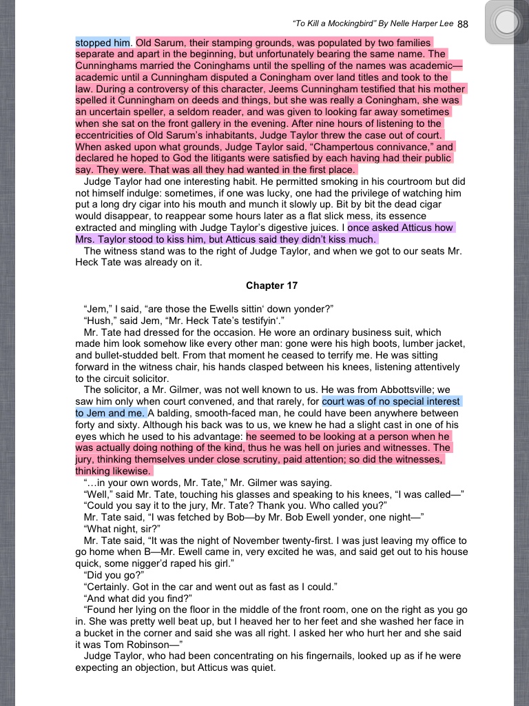 to kill a mockingbird chapter 13 annotations